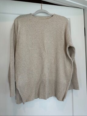 Loft Women’s Cream Rib-Hem Crewneck Sweater